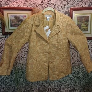 George Simonton gold swing coat flake embossed lined buttons shoulder pads NWT